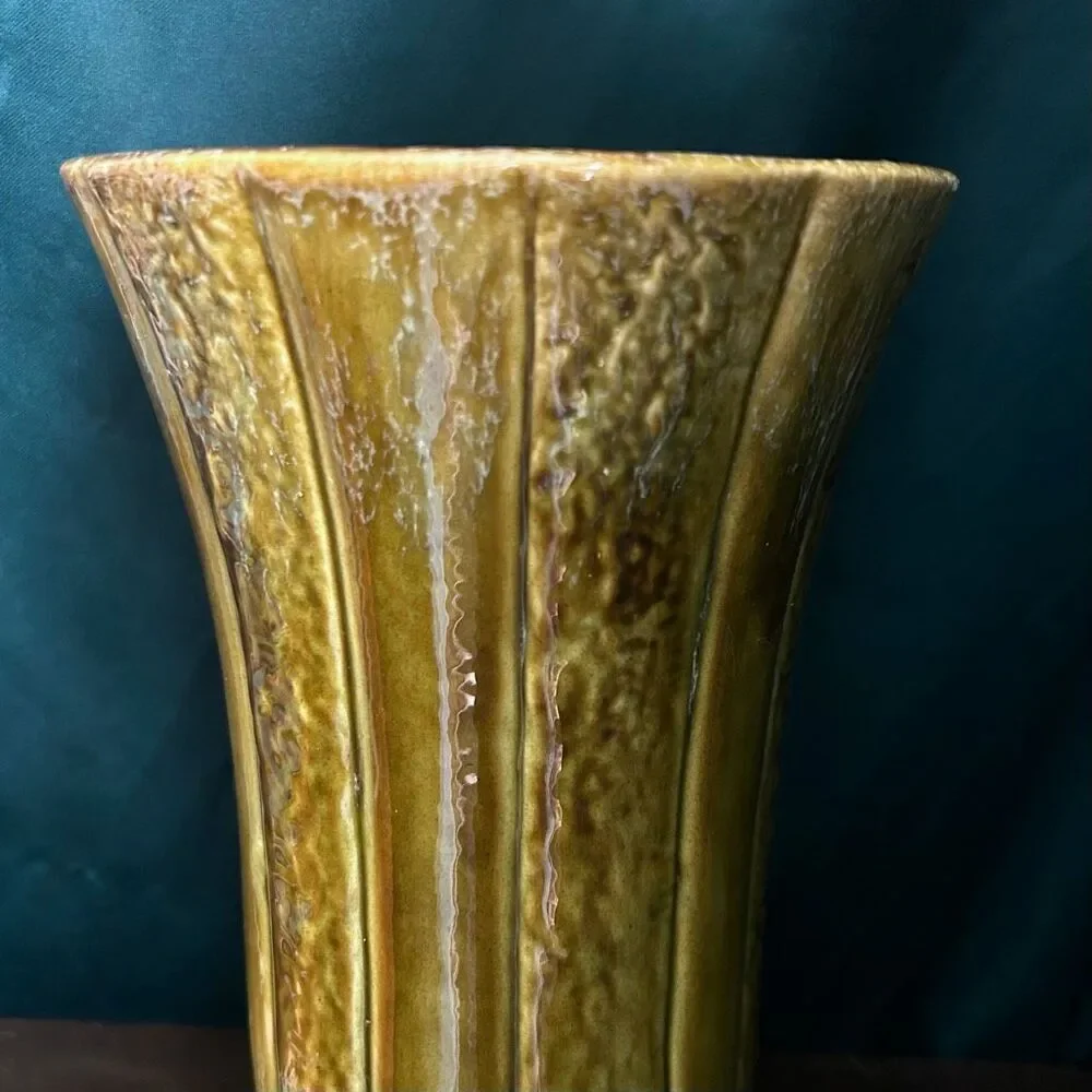 Vintage Maurice of California USA Vase Art Pottery Green Drip Glazed